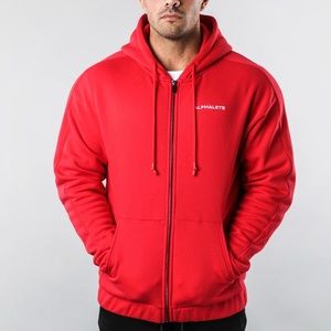 Alphalete Capital Zip Hoodie Red White Medium NWT